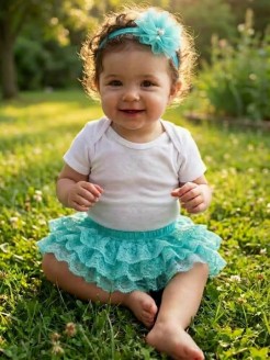 Baby Ruffle Tutu Bloomer Nappy Cover Aqua Lace
