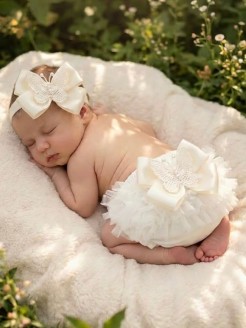 Baby Girl Christening Frilly Pants Luxury Ivory White