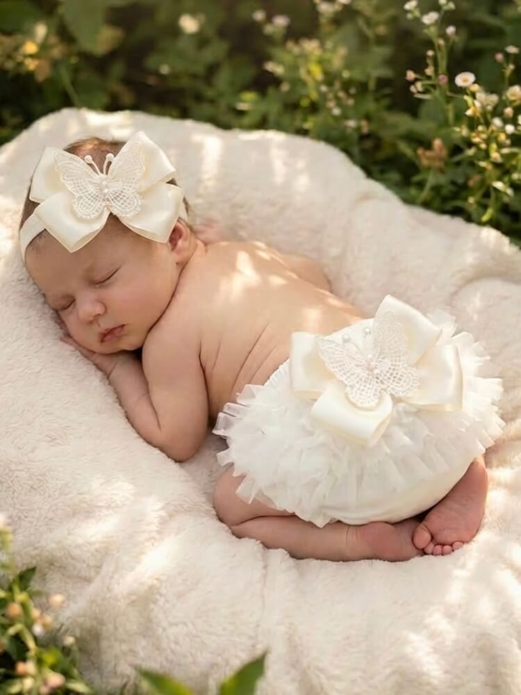 Baby Girl Christening Frilly Pants Luxury Ivory White