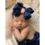 Baby Girl Headband Navy Blue Bow with Roses