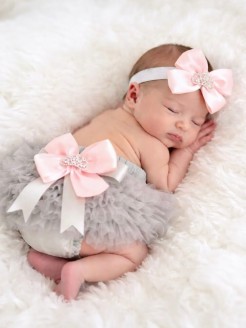 Baby Girl Luxury Frilly Pants Silver And Pink