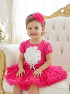 Girl Birthday Top Short Sleeve Hot pink
