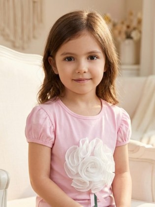 Girl Pink cotton party top