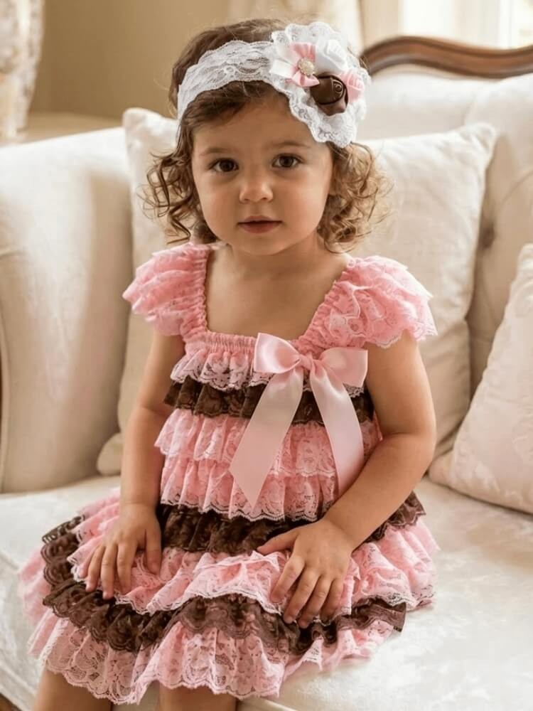 Baby Dress with Lace Multicolor Baby Dress with Lace Multicolor
