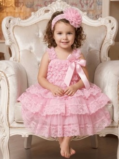 Flower Girl Dress Pink Chiffon And Lace