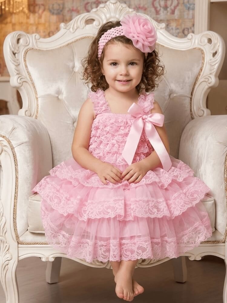 Flower Girl Dress Pink Chiffon And Lace