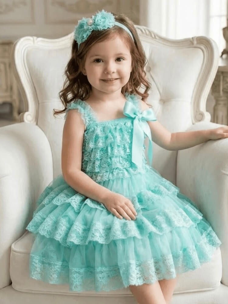 Flower Girl Dress Aquamint Chiffon And Lace Flower Girl Dress Aquamint Chiffon And Lace