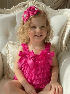 Baby Girl Petti Top Fuchsia Lace Ruffles