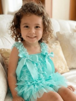 Baby Girl Ruffle Lace Top Aqua Mint