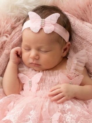 Baby Girl Barefoot Sandals Headband set Pink lace