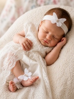 Baby Girl Christening Barefoot Sandals Set White Lace