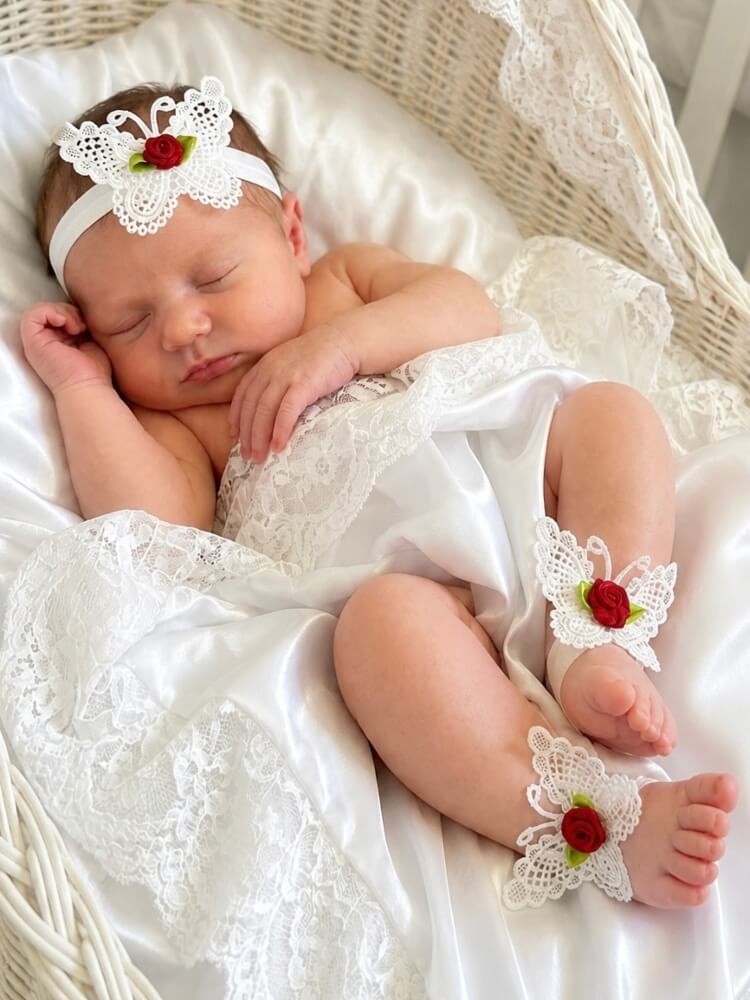 Baby Barefoot Sandal Shoes Butterfly with Burgundy