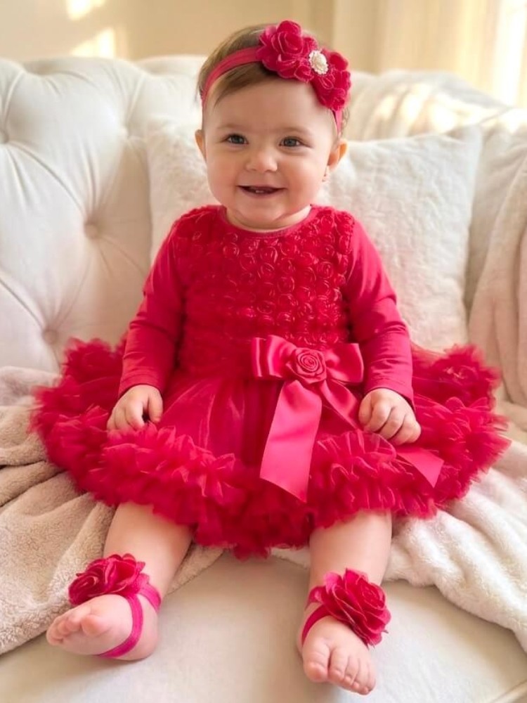 Baby Girl Tutu Onesie Dress Hot Pink
