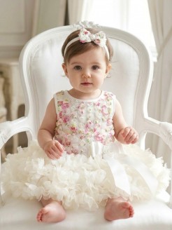 Baby Girl Tutu Christnening Dress Ivory White
