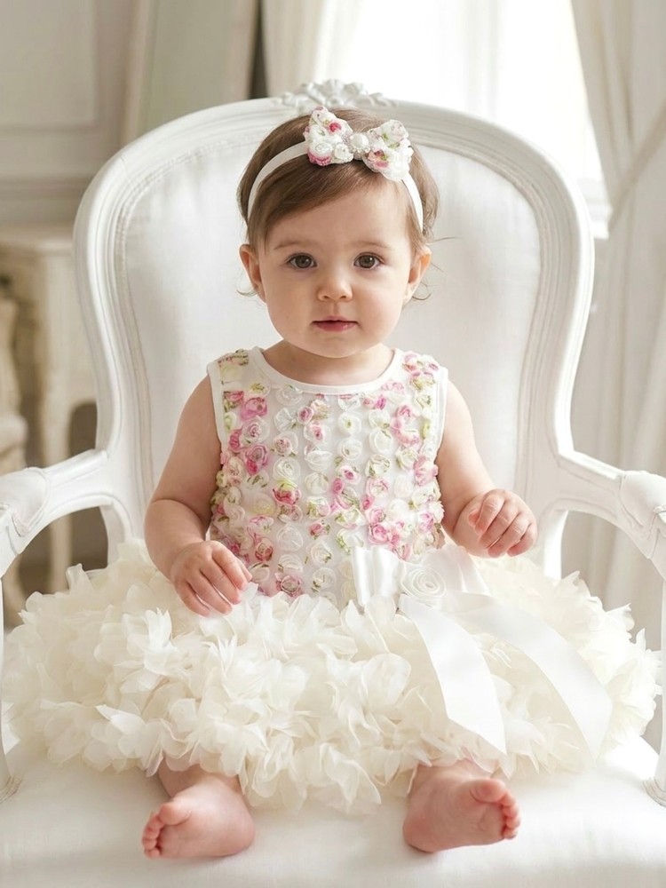 Baby Girl Tutu Christnening Dress Ivory White