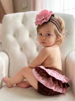 baby girl cotton frilly pants and headband set