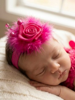 Baby Girl Fuchsia Feather Headband Baby Girl Fuchsia Feather Headband