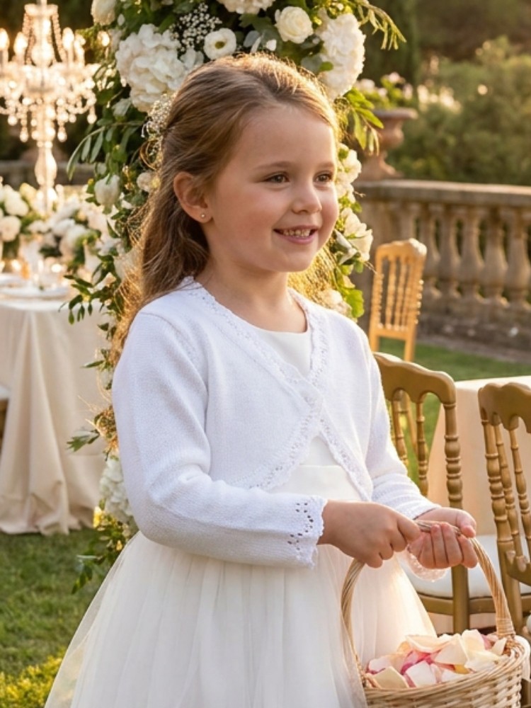 Girl white bolero cardigan