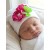 Newborn baby girl hospital hat Fuchsia bouquet