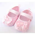 Baby shoes light pink satin and bow 