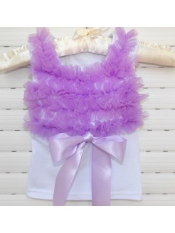 baby girl top with lavender chiffon ruffles