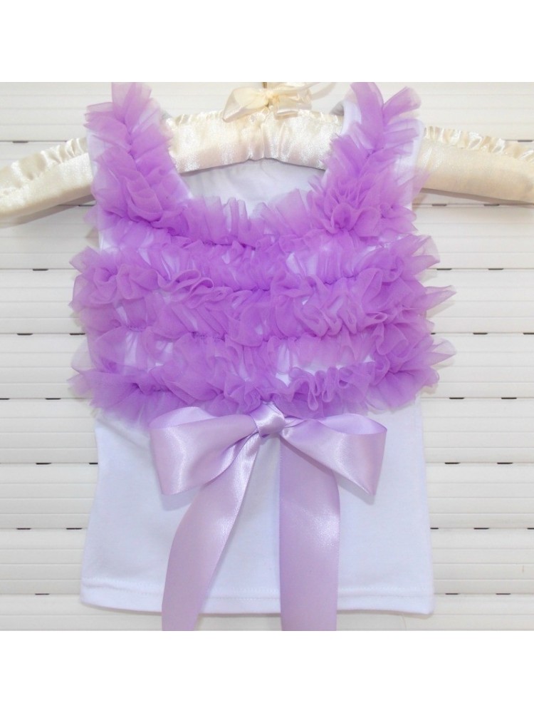 baby girl top with lavender chiffon ruffles
