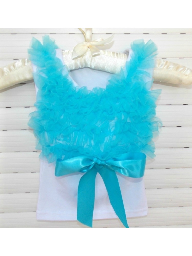 Baby girl top with aquamarine ruffles 