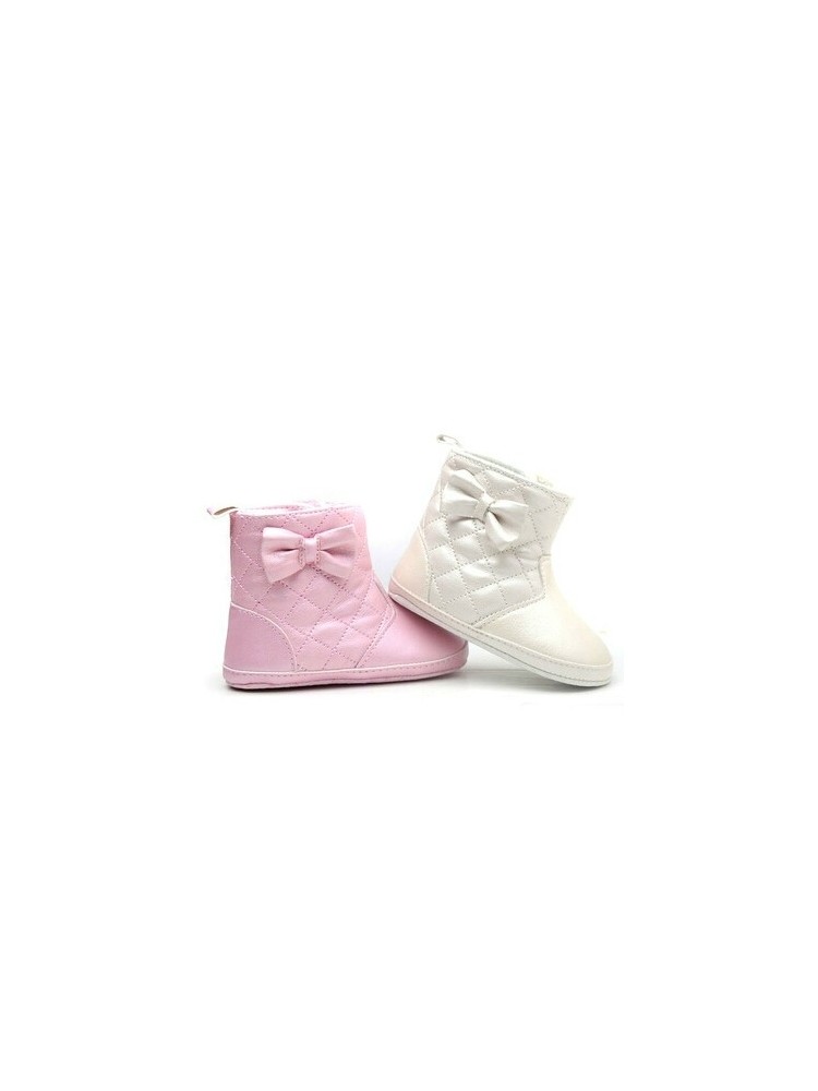 Baby Girl Boots in Pink with Bow