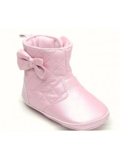 Baby Girl Boots in Pink with Bow