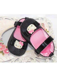 Newborn girl shoes Hello kitty black