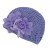 Crochet hat lavender with lavender rose and pearls