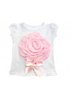 Baby girl top 3D flower baby pink