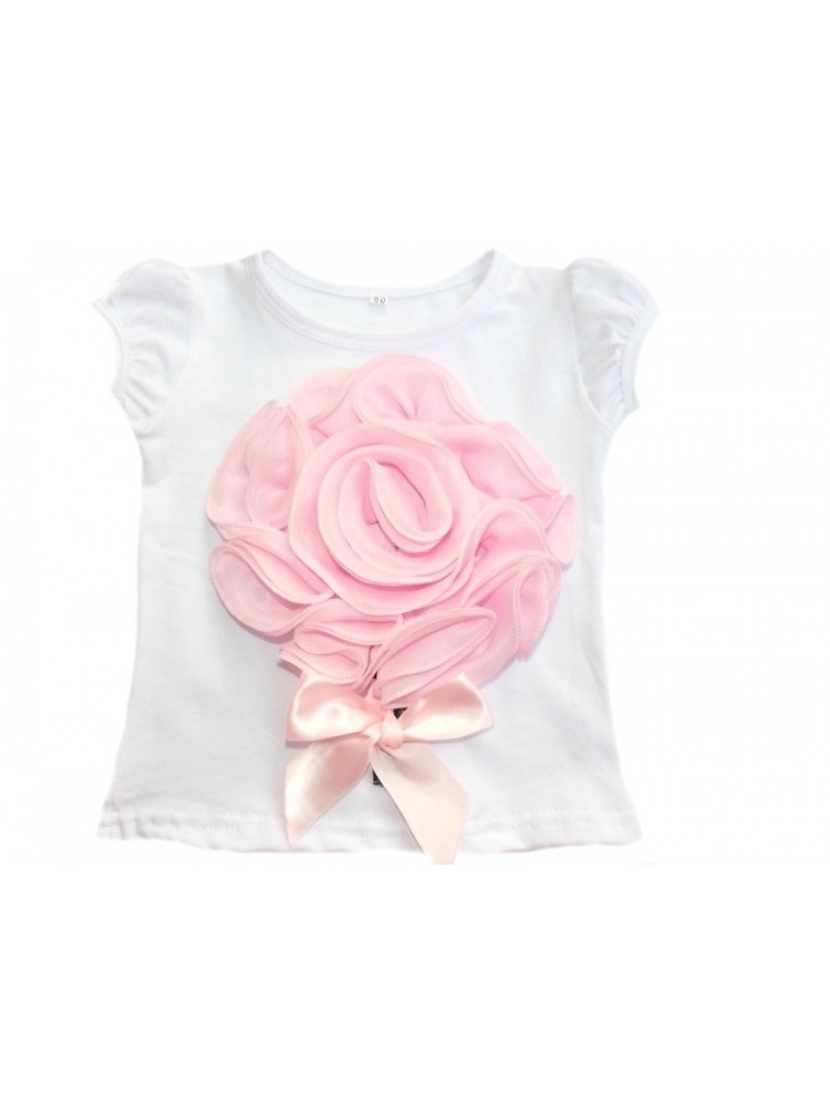 Baby girl top 3D flower baby pink