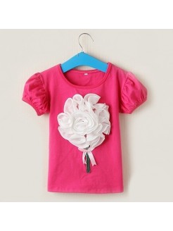 baby girl cotton top fuchsia decorated with 3 D flower