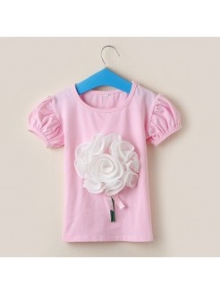 baby girl cotton top decorated with 3 D flower