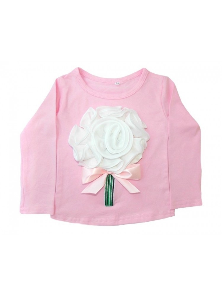 baby girl Long sleeved top 3D white flower