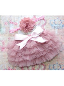 Frilly pants cute Dusty pink with headband